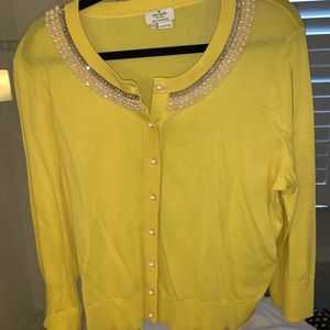 Kate spade yellow jewel embellished cardigan XL